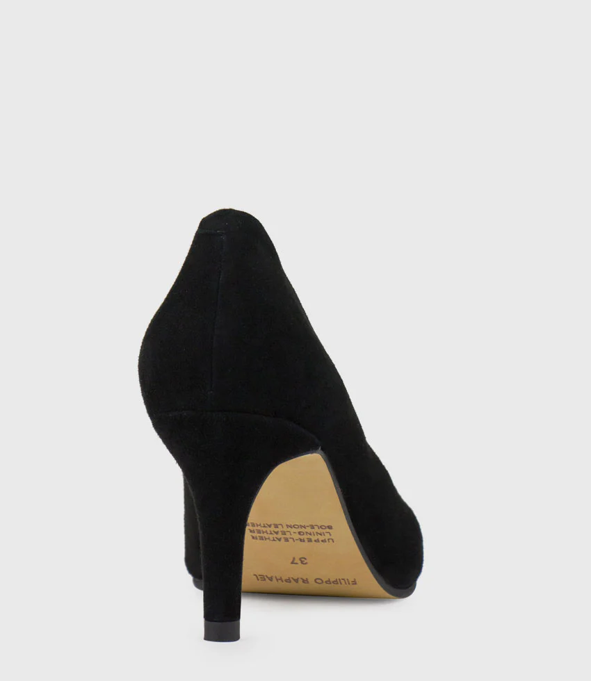 ADRIA 75mm Pointed Toe Pump in Black Suede - Image 4