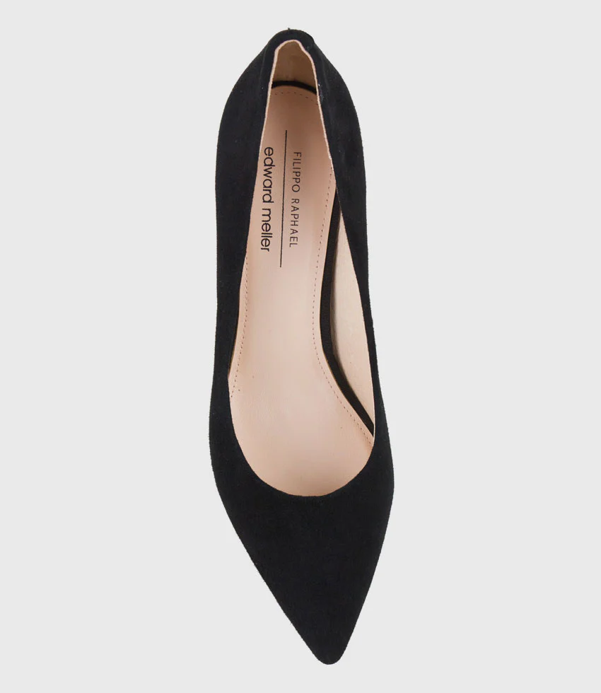 ADRIA 75mm Pointed Toe Pump in Black Suede - Image 5