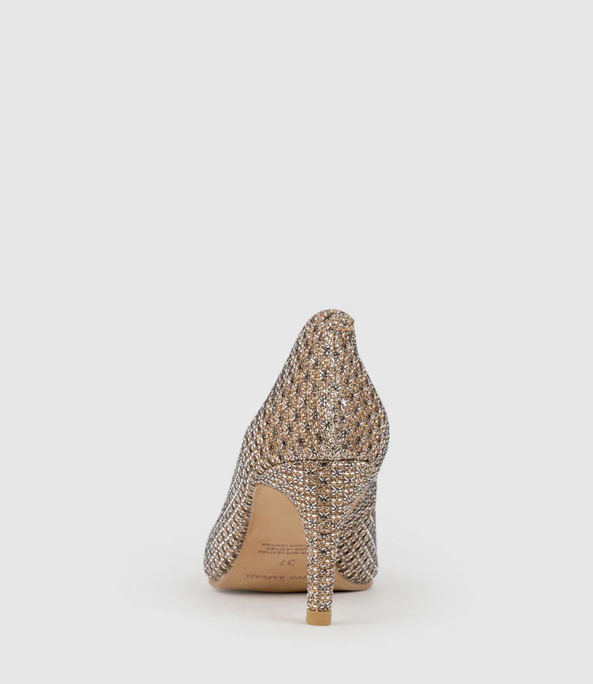 ADRIA 75mm Pointed Toe Pump in Copper Metallic Fabric - Image 3