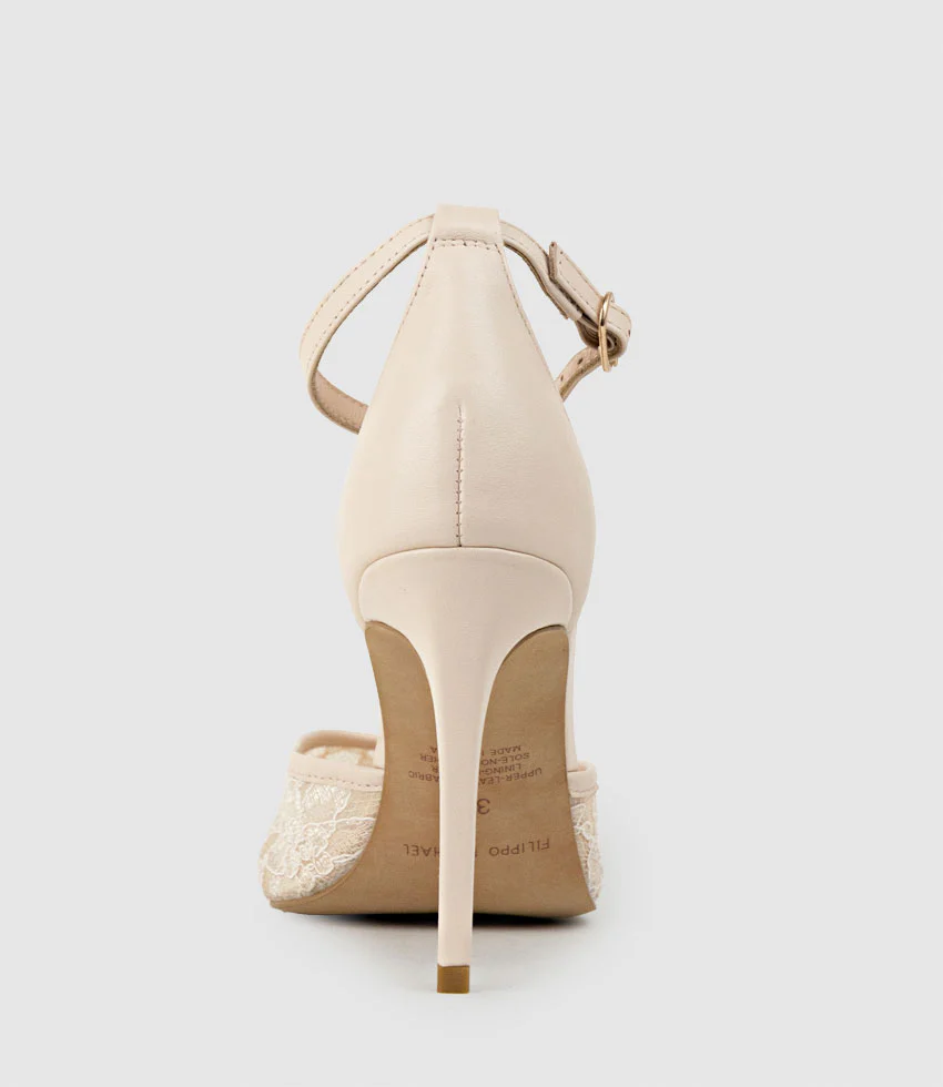 ALICE100 Stiletto Lace Pump in Nude - Image 3