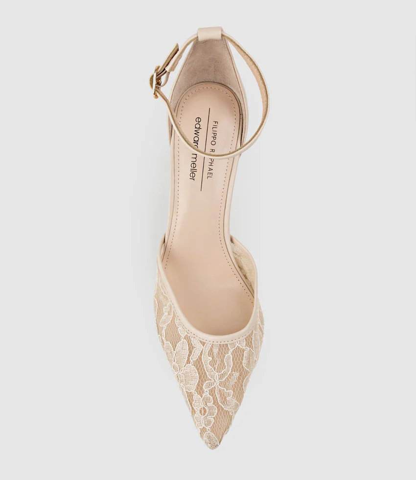 ALICE100 Stiletto Lace Pump in Nude - Image 4