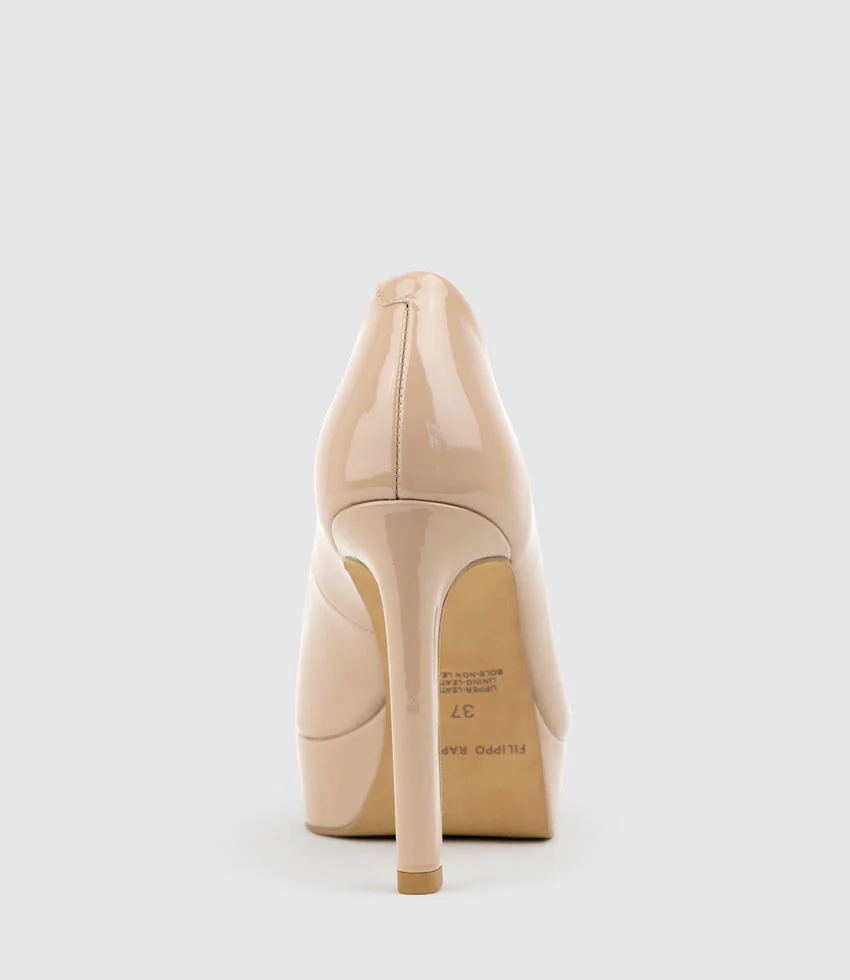 CADIE110 Open Toe Platform Pump in Nude Patent - Image 3