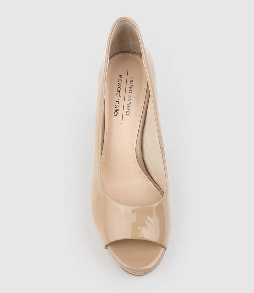 CADIE110 Open Toe Platform Pump in Nude Patent - Image 4