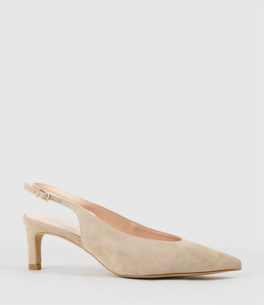 DAMA55 Choked Slingback Pump in Sand Suede - Image 3
