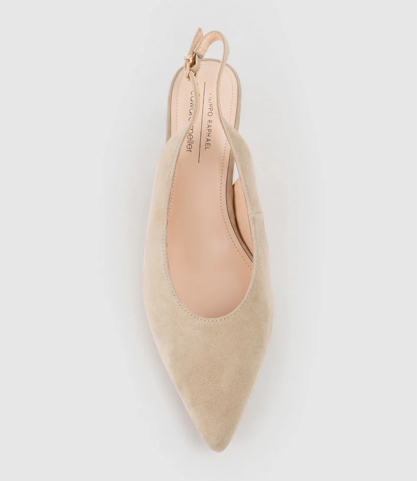 DAMA55 Choked Slingback Pump in Sand Suede - Image 5