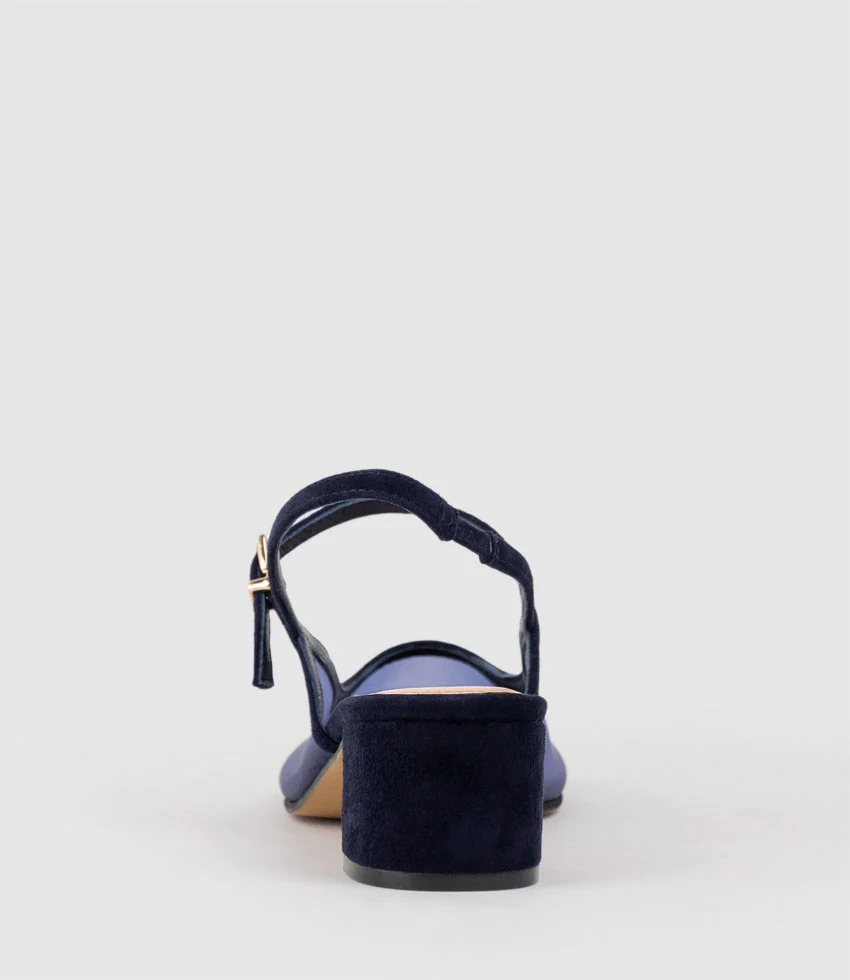 DAPHNE45 Mesh Slingback Pump in Navy Suede - Image 4