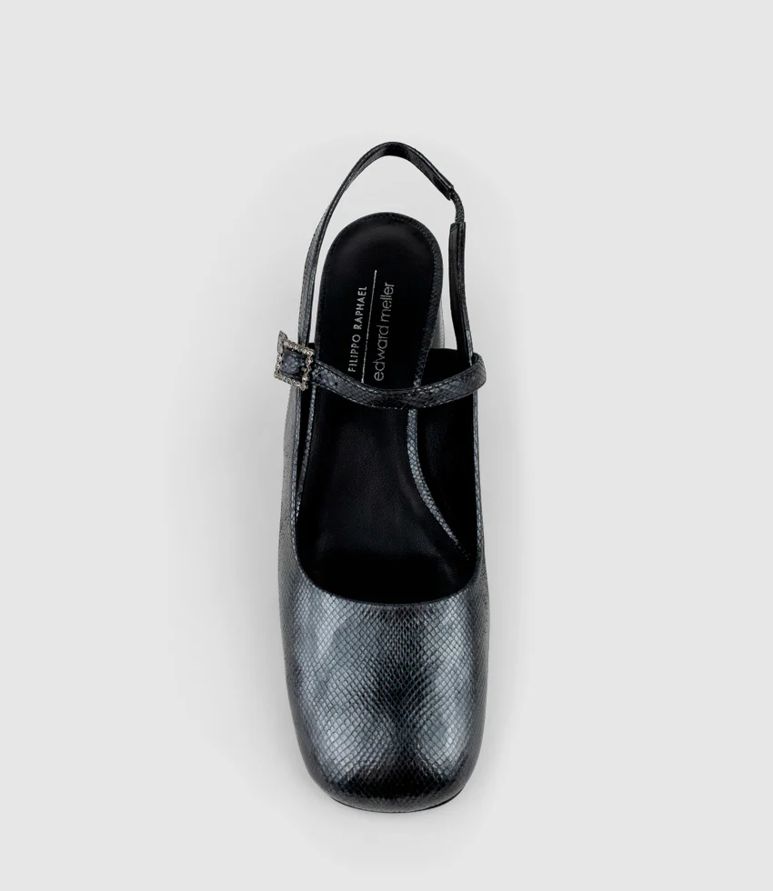 DARLA70 Squond Slingback Pump in Black - Image 4