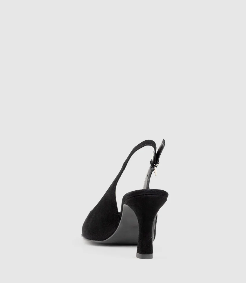 DELINA75 Cap Toe Slingback Pump in Black Suede - Image 3