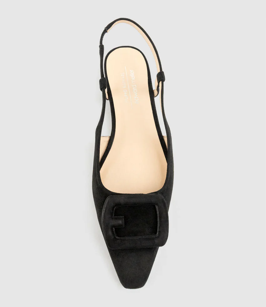 DESLING Flat Slingback with Ornament in Black Suede - Image 4