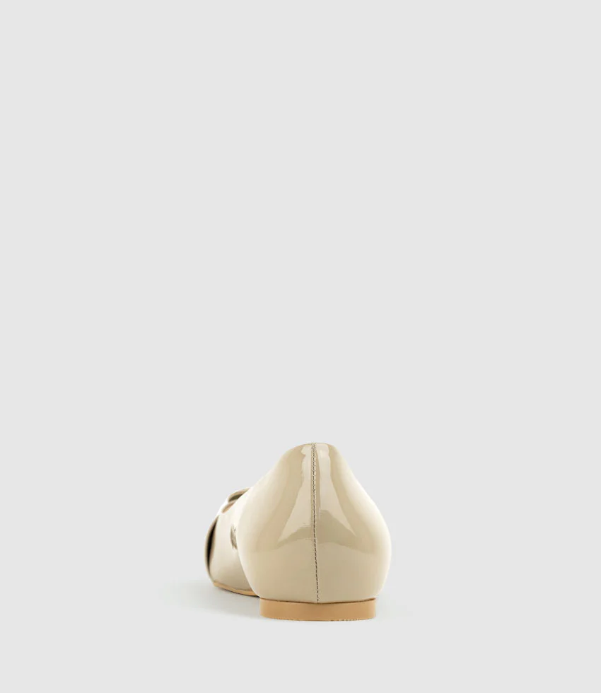 DESTRAFLAT Pointed Ballet with Buckle in Taupe Patent - Image 3