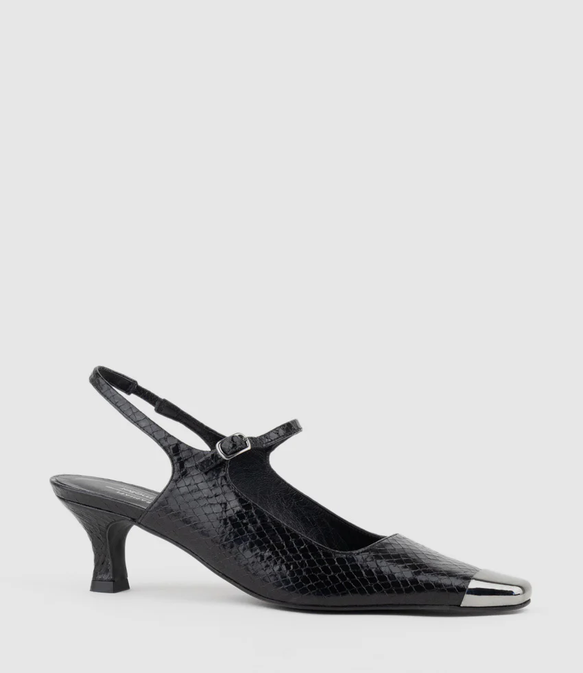 DEVINA60 Mary Jane Slingback Pump in Black Reptile - Image 3