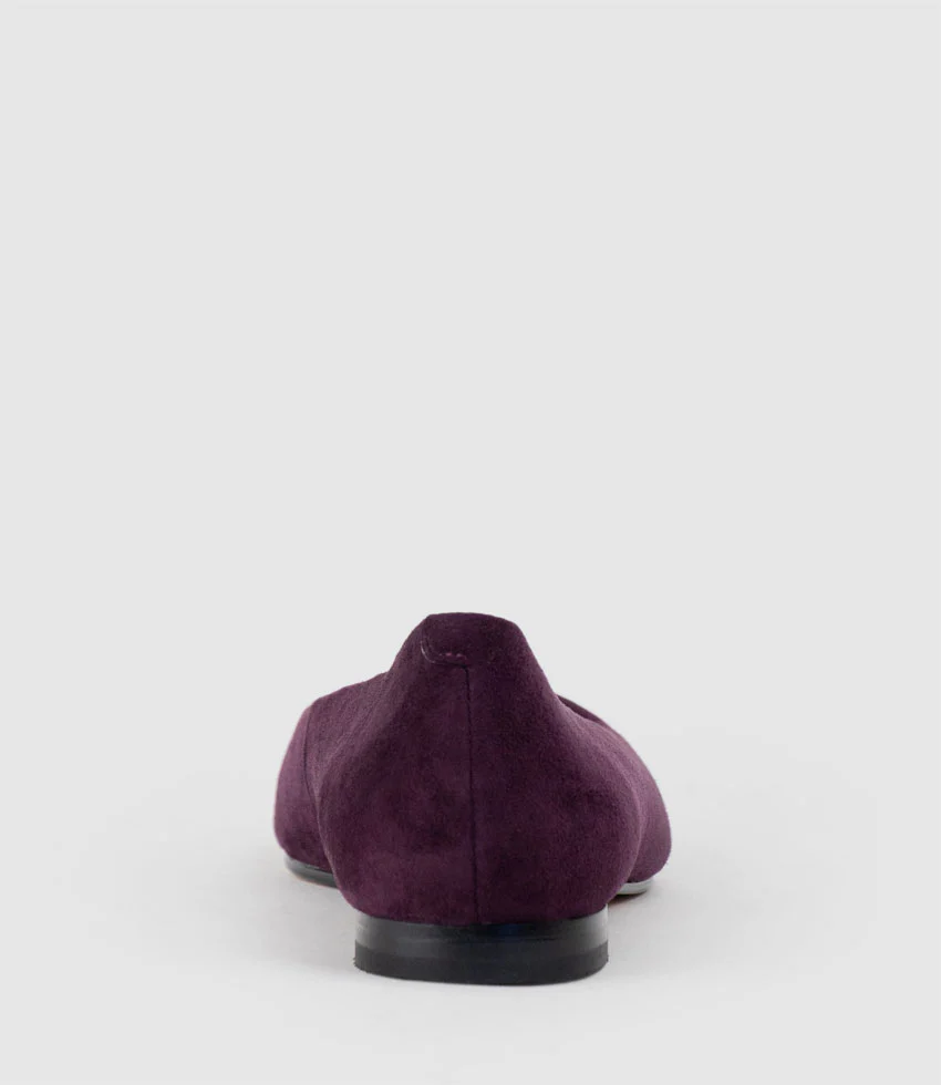 ELVY Chiselled Flat Pump in Eggplant Suede - Image 3