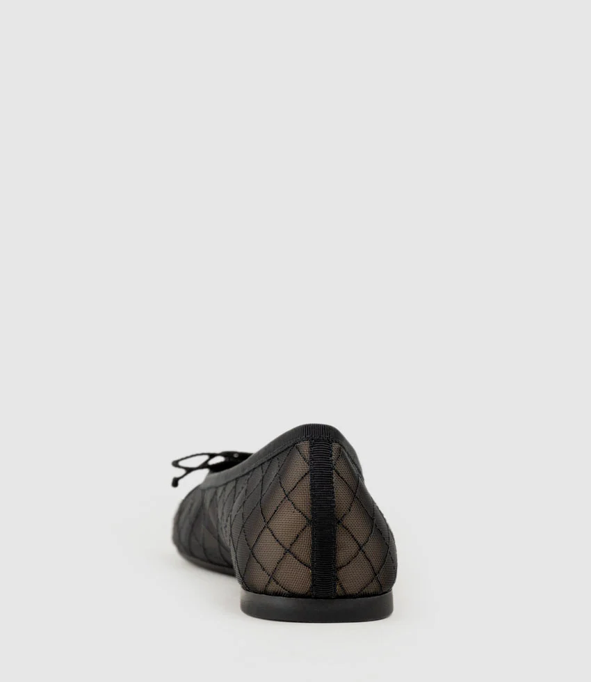 EMILY Cap Toe Mesh Ballet in Black Suede - Image 4