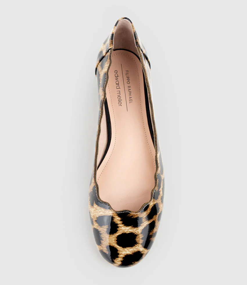 FARA Scalloped Ballet Flat in Leopard Patent - Image 5