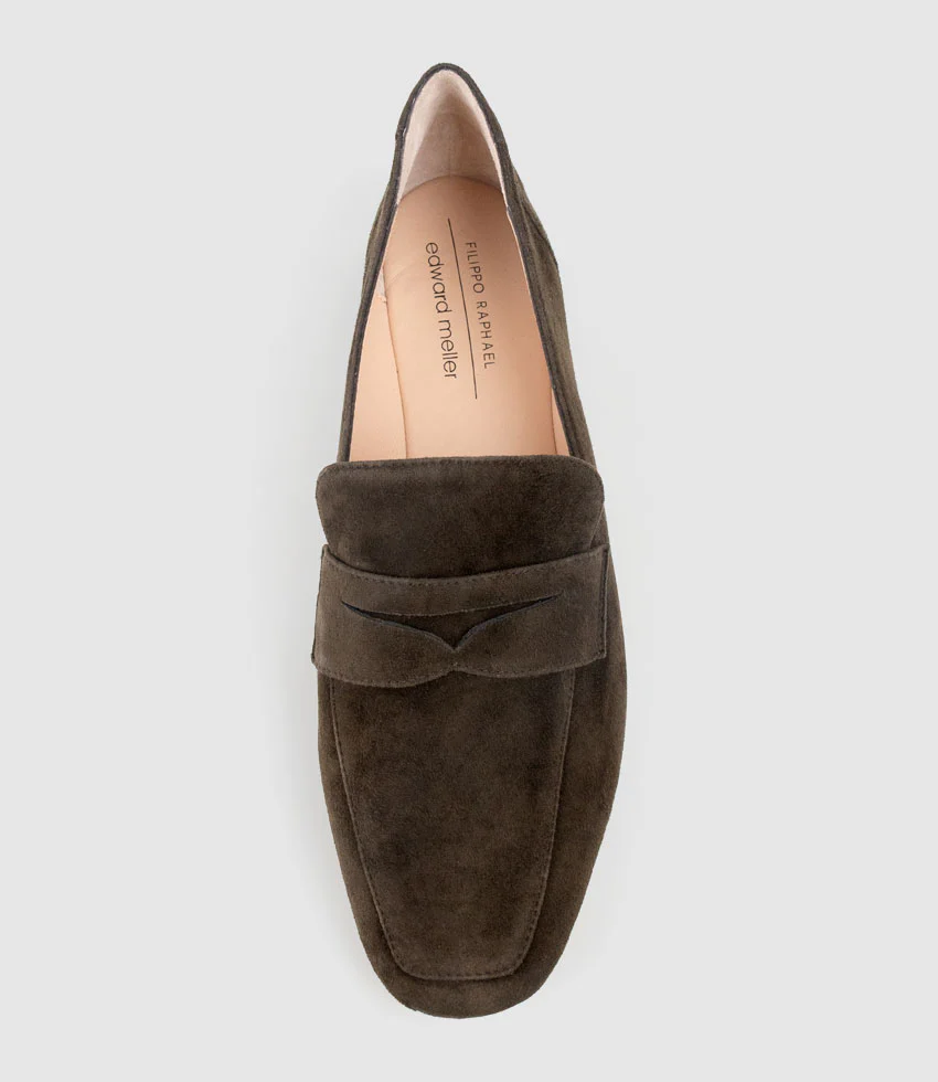 FAXON Loafer in Chocolate Suede - Image 4