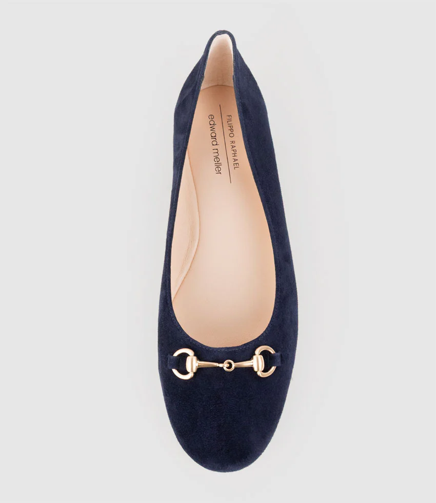 FRIA Ballet with Hardware in Navy Suede - Image 4