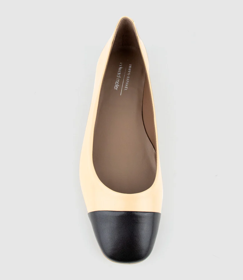 FYNN Cap Toe Ballet in Beige with Black - Image 5