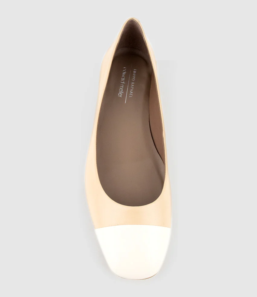 FYNN Cap Toe Ballet in Beige with Offwhite - Image 4