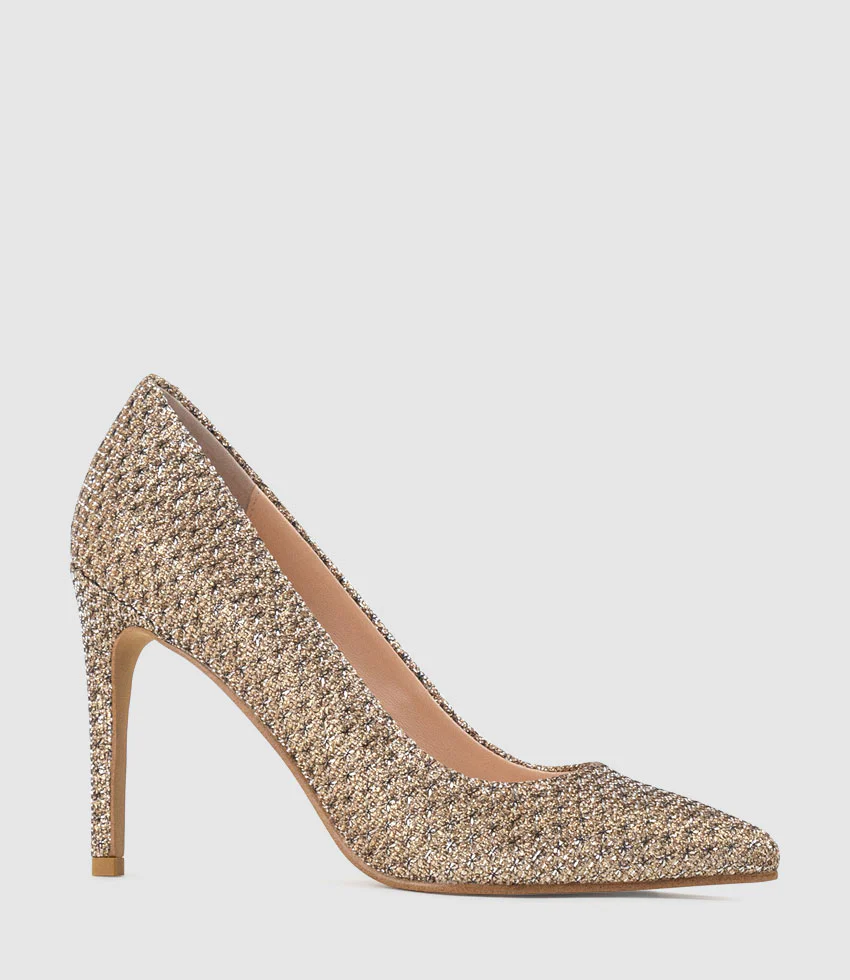 GAGA 100mm Pointed Toe Pump in Copper Metallic Fabric - Image 3
