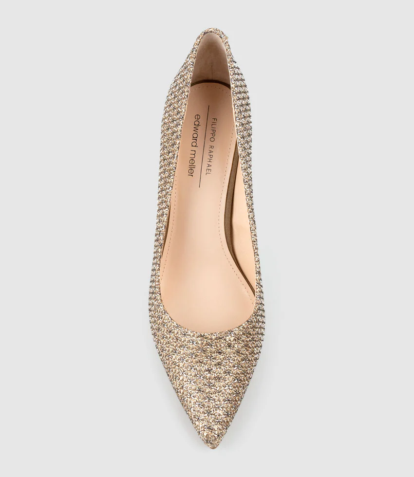 GAGA 100mm Pointed Toe Pump in Copper Metallic Fabric - Image 5