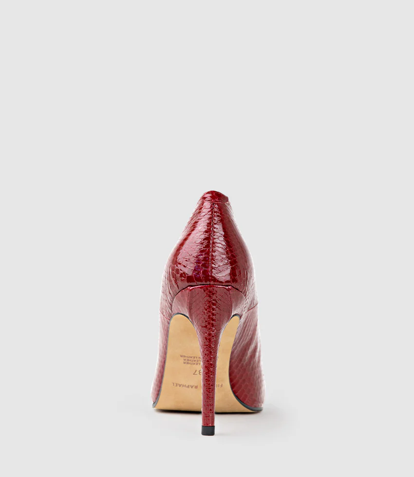GAGA 100mm Pointed Toe Pump in Ruby Snake - Image 4