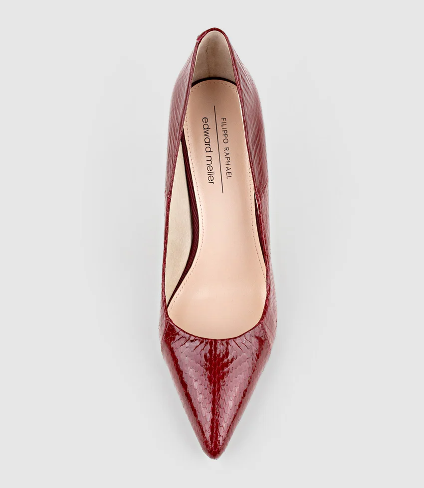 GAGA 100mm Pointed Toe Pump in Ruby Snake - Image 5