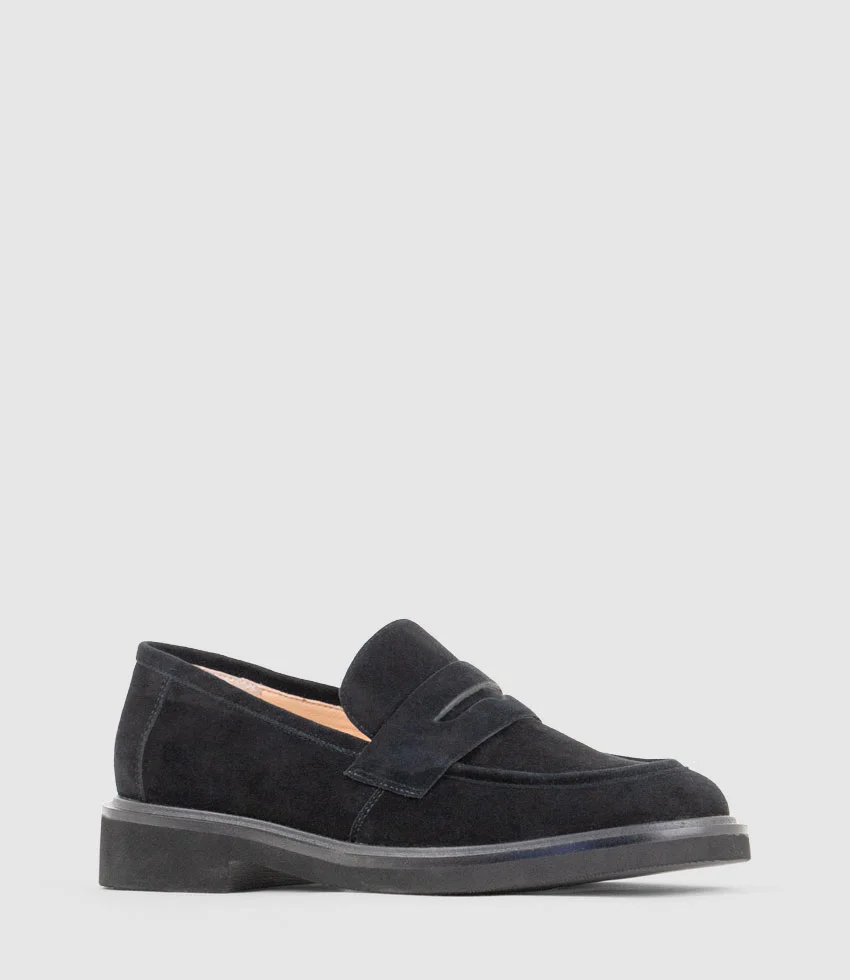 GALIA Loafer with Keeper in Black Suede - Image 3