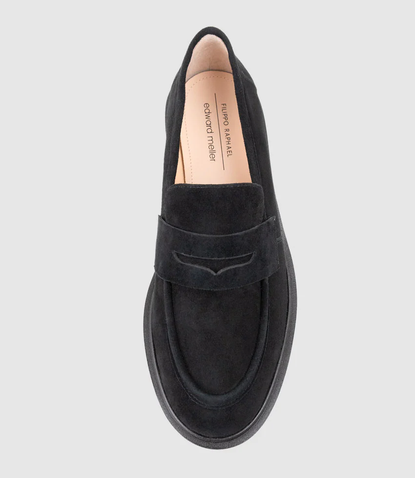 GALIA Loafer with Keeper in Black Suede - Image 5