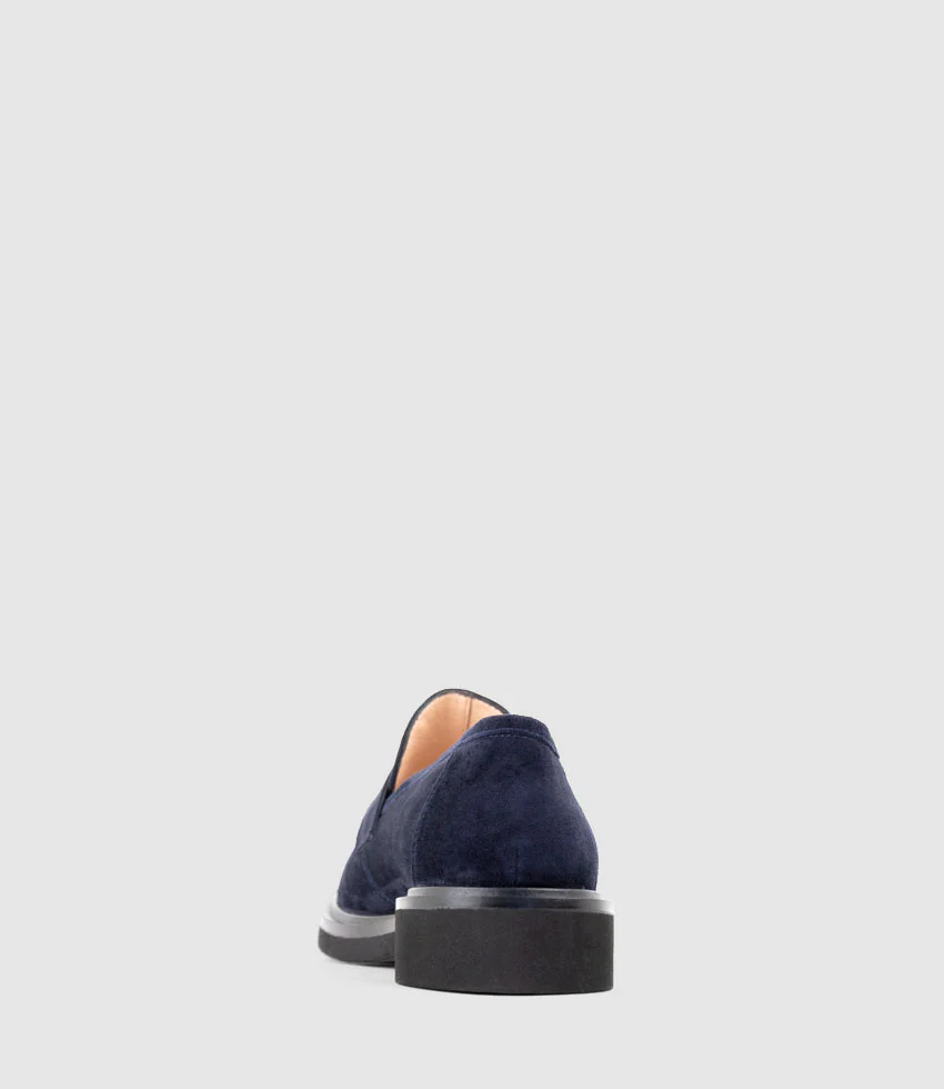 GALIA Loafer with Keeper in Navy Suede - Image 3