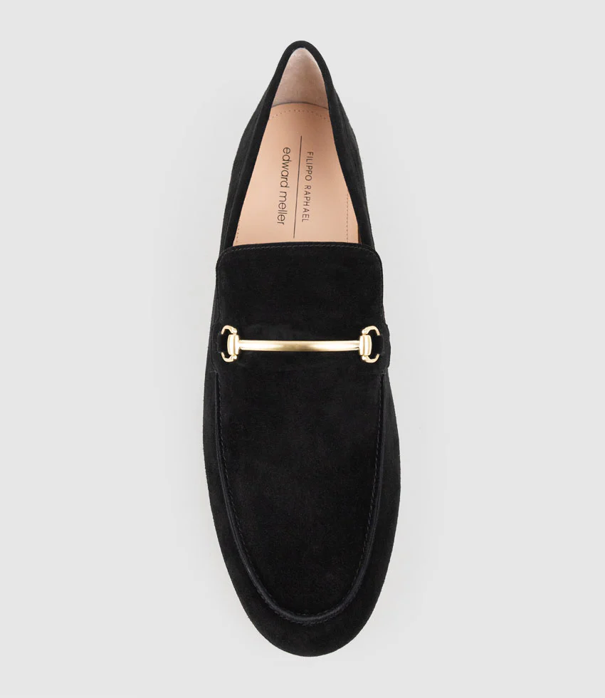 GARNET Moccasin with Bar Trim in Black Suede - Image 4