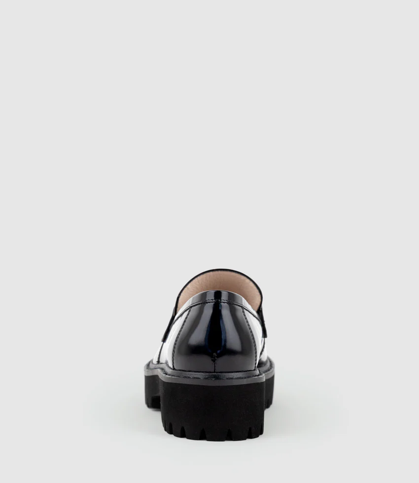 GIDEON Moccasin on Chunky Sole in Black Patent - Image 4