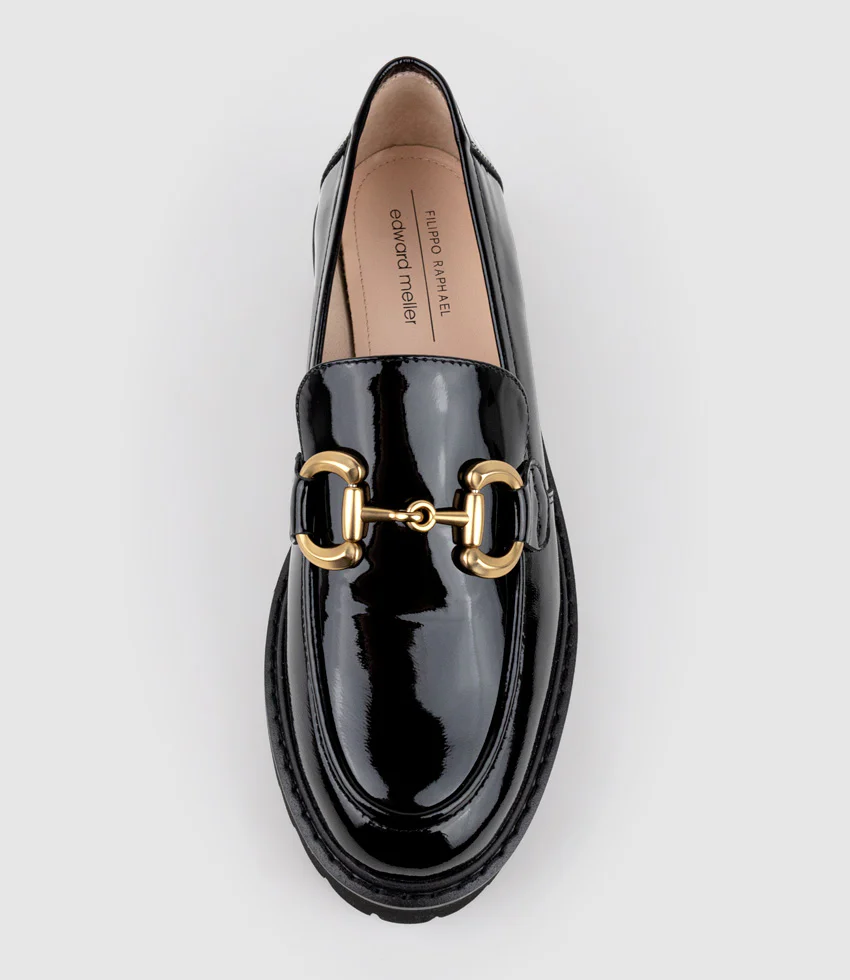 GIDEON Moccasin on Chunky Sole in Black Patent - Image 5