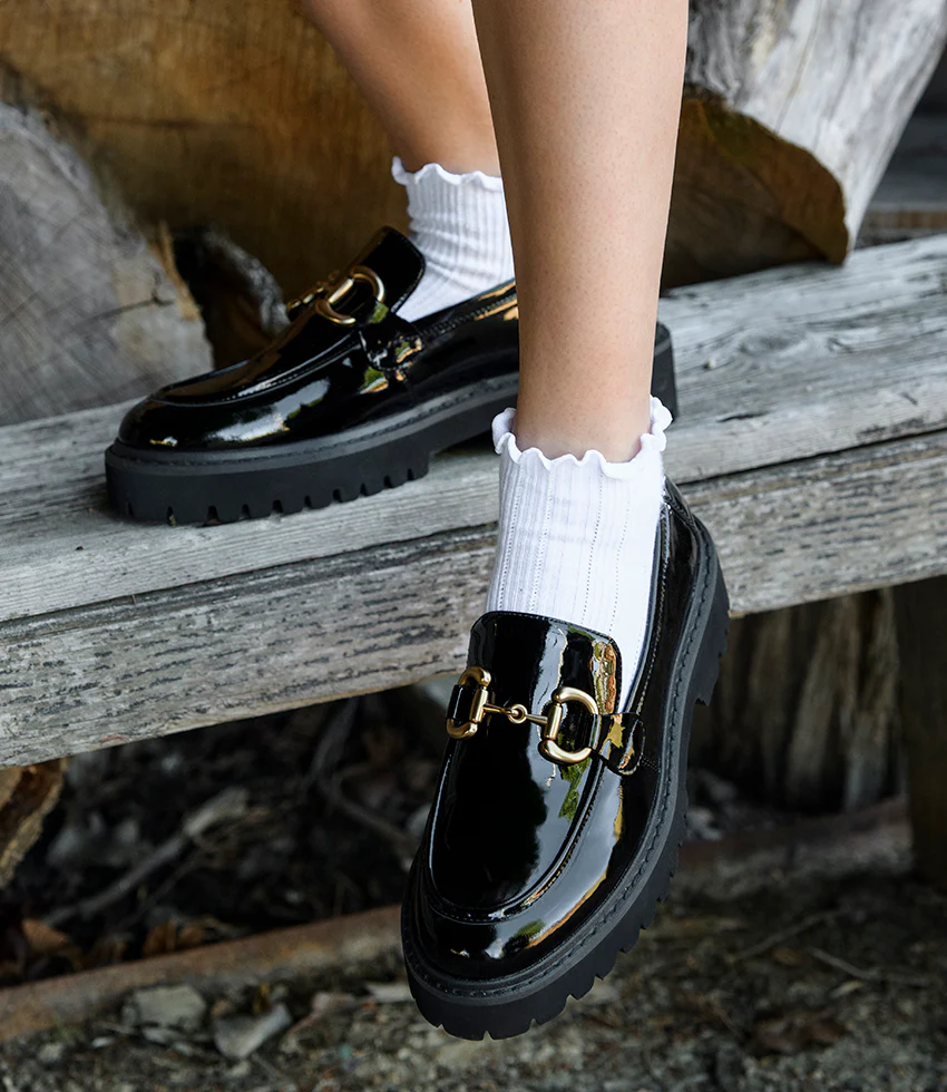 GIDEON Moccasin on Chunky Sole in Black Patent - Image 6
