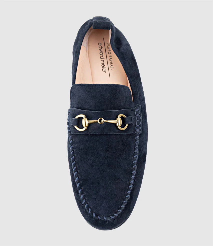 HARLOW Elastic Back Moccasin in Ink Suede - Image 4
