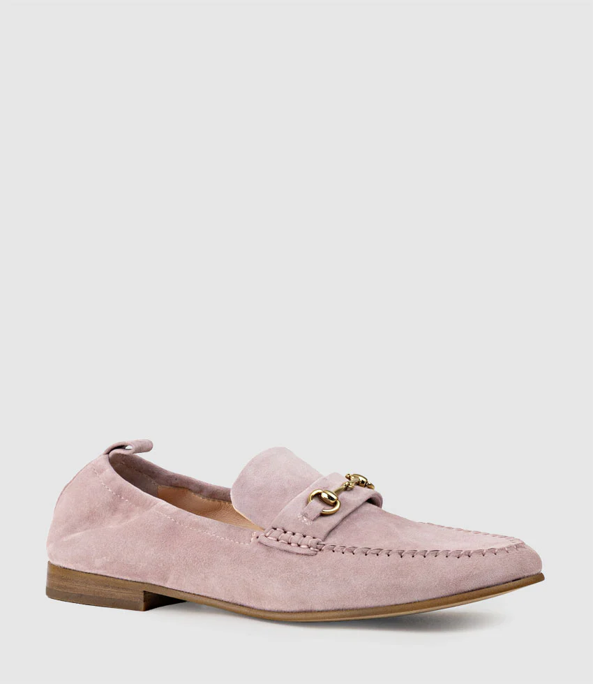 HARLOW Elastic Back Moccasin in Petal Suede - Image 3
