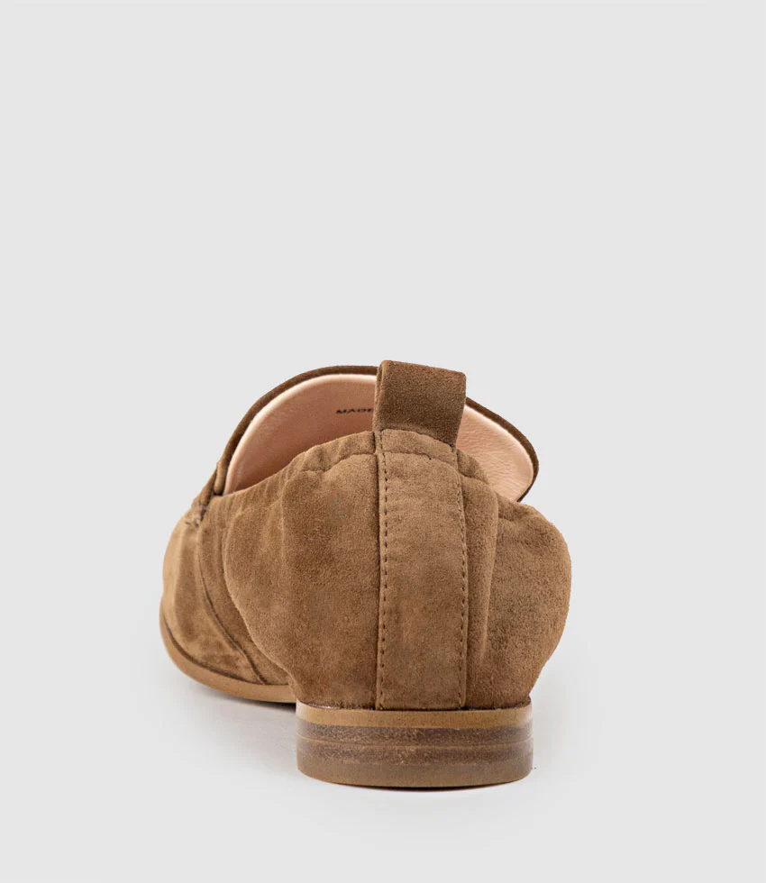HARLOW Elastic Back Moccasin in Tan Suede - Image 3