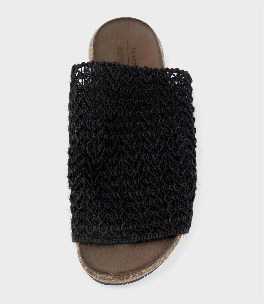 KYNDRA Textured Slide on Footbed in Black - Image 4