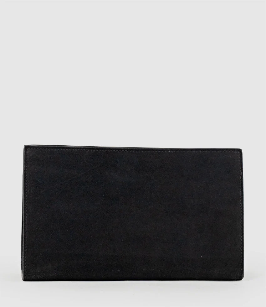 NAYLA Bag with Twist Hardware in Black Suede - Image 3