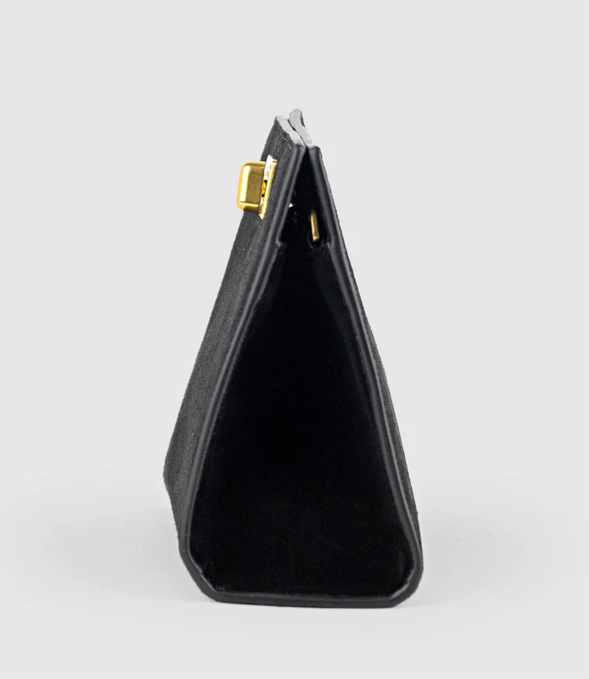 NAYLA Bag with Twist Hardware in Black Suede - Image 4