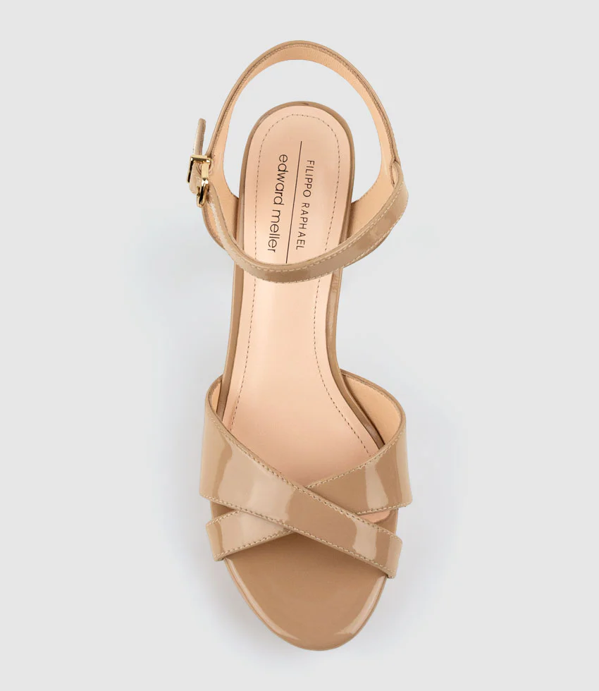 RENATA100 Crossover Platform Sandal in Nude Patent - Image 3
