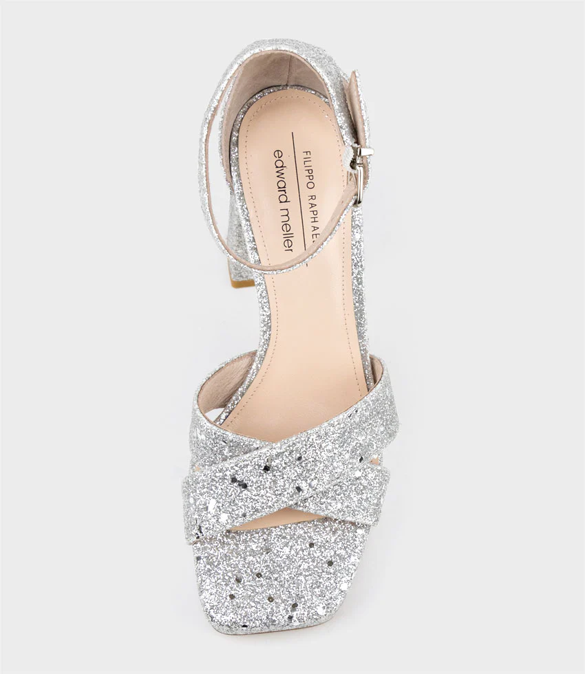 RICHIE95 Crossover Platform Sandal in Silver Sparkle - Image 4