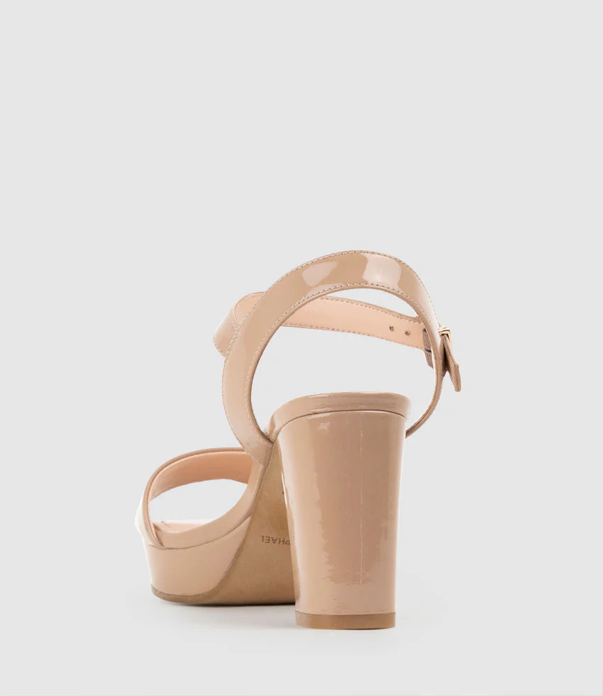 ROWAN80 Asymmetrical Platform Sandal in Nude Patent - Image 4