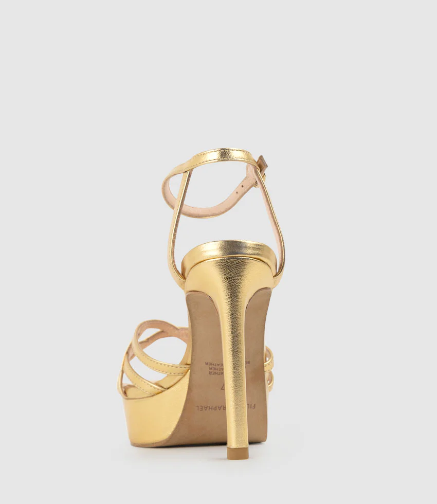 SAMI110 Lattice Front Platform Sandal in Aged Gold - Image 3