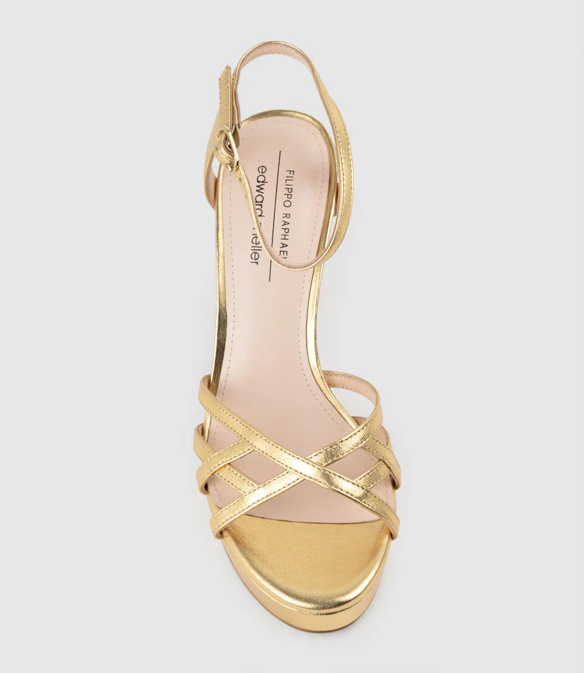SAMI110 Lattice Front Platform Sandal in Aged Gold - Image 4