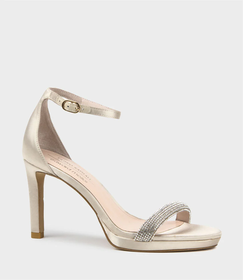 SATINA90 Diamond Band Sandal Platform Sandal in Champagne Satin - Image 3