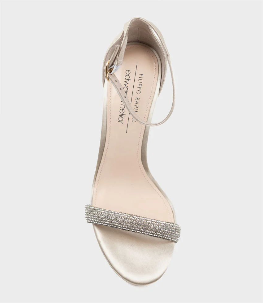 SATINA90 Diamond Band Sandal Platform Sandal in Champagne Satin - Image 5