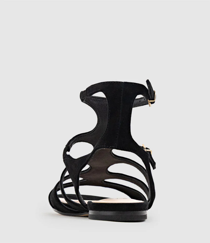 SCION Gladiator Sandal in Black Suede - Image 3