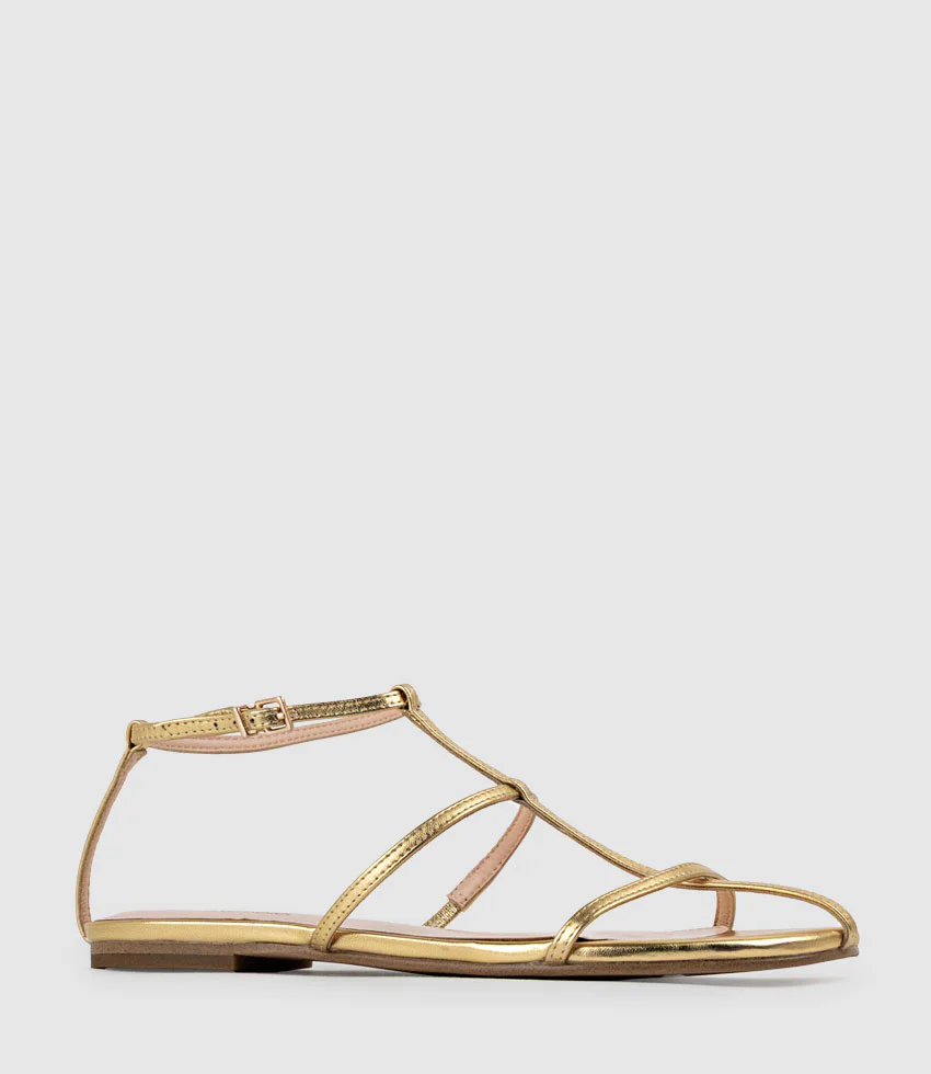 SOLACE Fine Strap Sandal in Aged Gold - Image 3