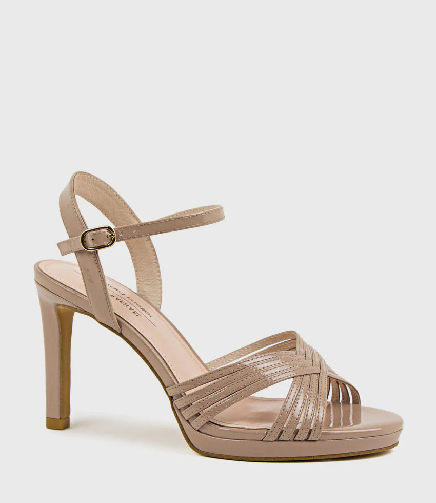 SONA90 Cross Strap Platform Sandal in Nude Patent - Image 3