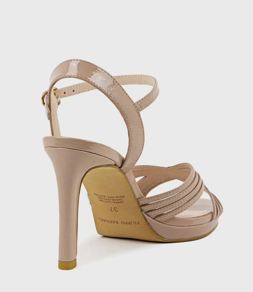 SONA90 Cross Strap Platform Sandal in Nude Patent - Image 4